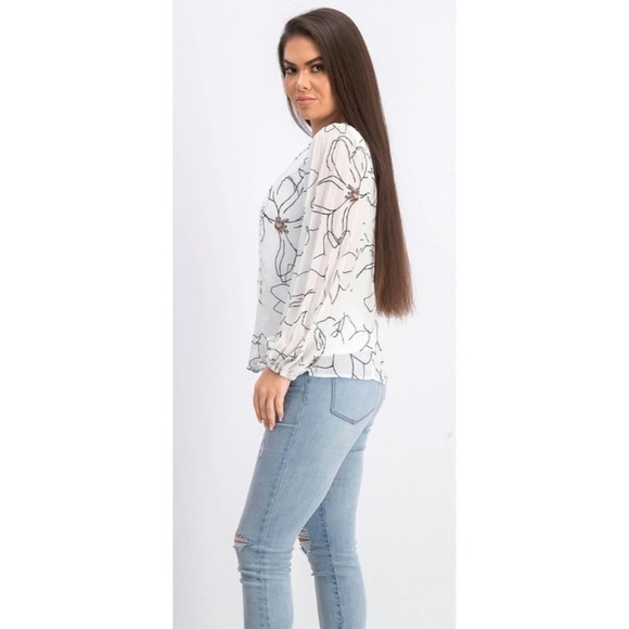 Alfani Floral Print Pleat Sleeve Top Petite Large - Picture 13 of 13